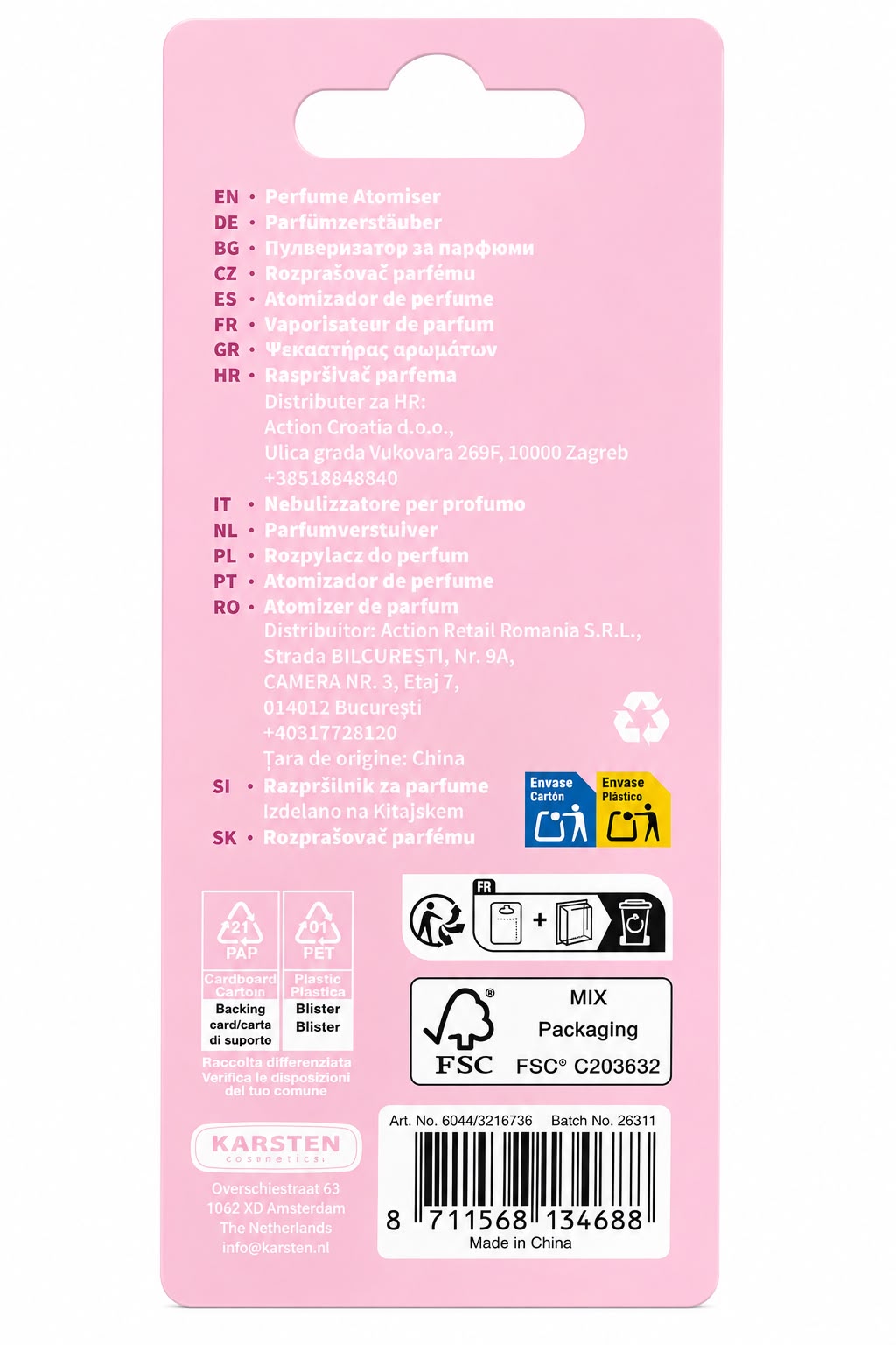 Beauty Star Parfümzerstäuber 5 ml Rosa | Nachfüllbarer Reise Atomizer