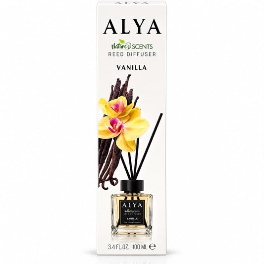 ALYA Nature’s Scents Reed Diffuser Vanille – Raumduft mit Duftstäbchen – 100 ml