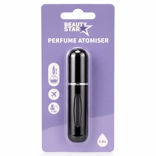 Beauty Star Parfümzerstäuber 5 ml Schwarz | Nachfüllbarer Reise Atomizer