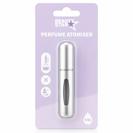 Beauty Star Parfümzerstäuber 5 ml Silber | Nachfüllbarer Reise Atomizer