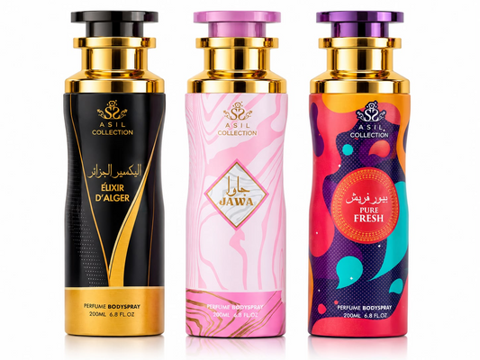 ASIL Collection 3er-Set Perfume Bodyspray 3 × 200ml – Pure Fresh, JAWA & Élixir d'Alger