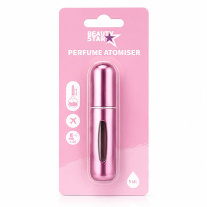 Beauty Star Parfümzerstäuber 5 ml Rosa | Nachfüllbarer Reise Atomizer