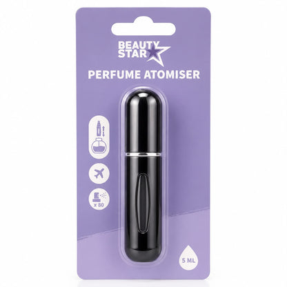Beauty Star Parfümzerstäuber 5 ml Schwarz | Nachfüllbarer Reise Atomizer