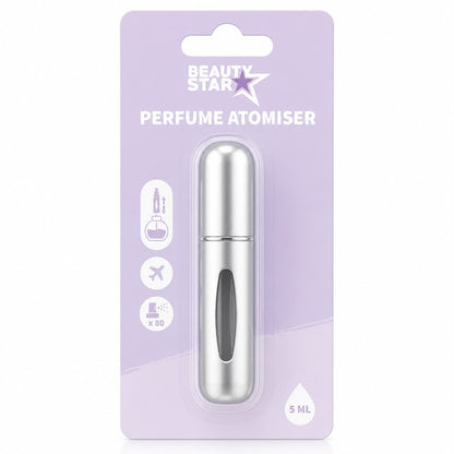 Beauty Star Parfümzerstäuber 5 ml Silber | Nachfüllbarer Reise Atomizer