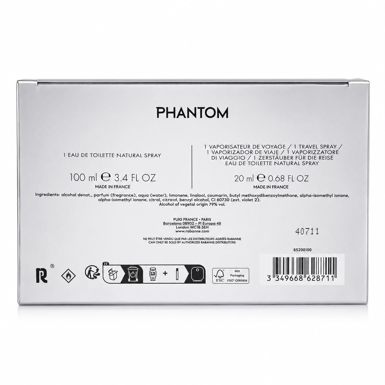 Paco Rabanne Phantom 100ml Eau de Toilette + 20ml Travel Spray